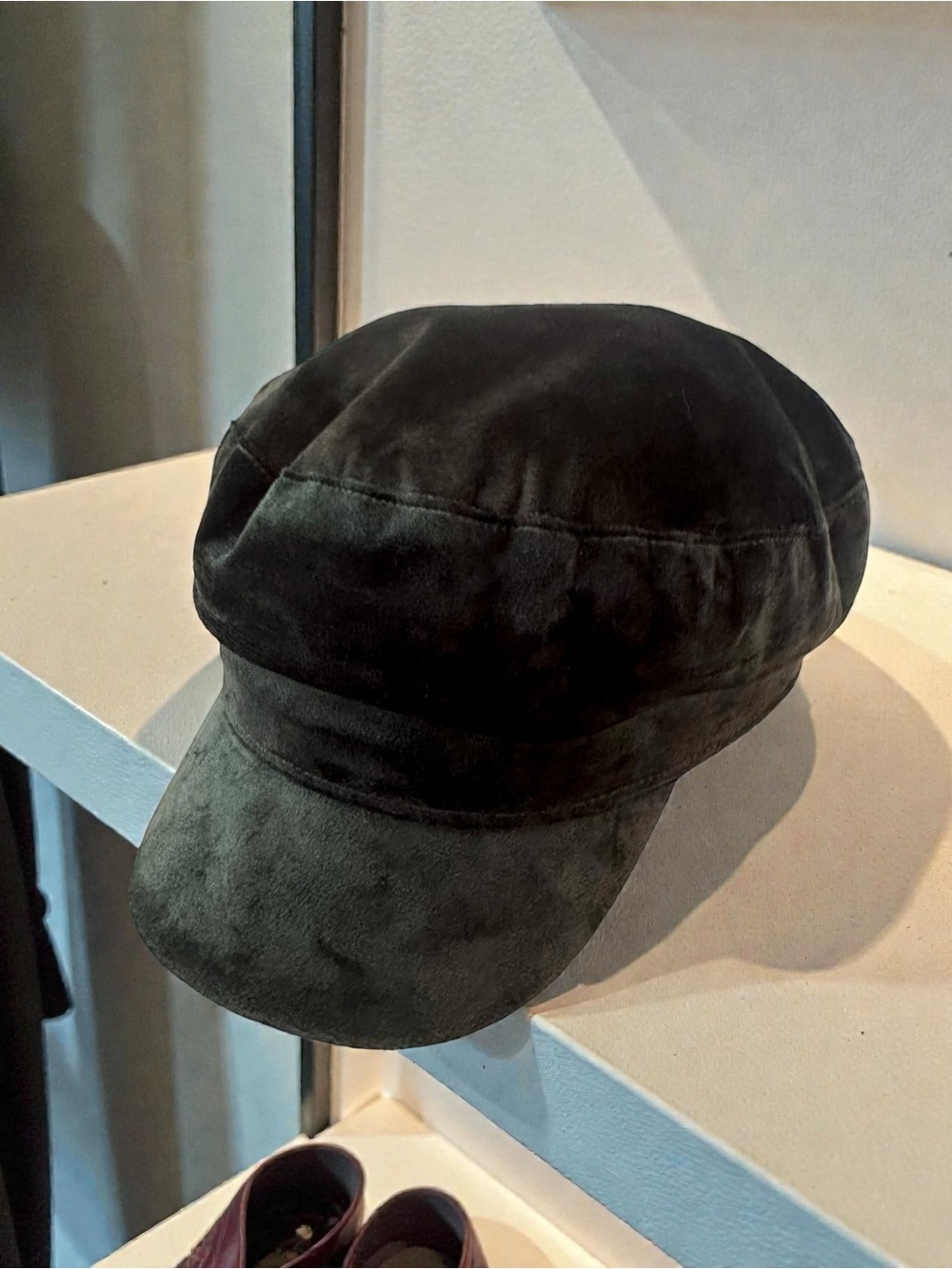 Deep Green Velvet Messenger Cap